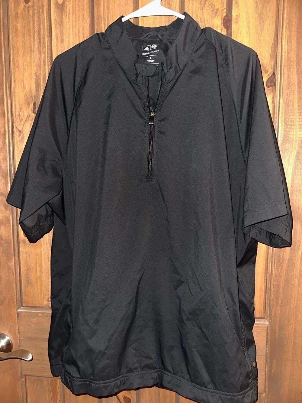 Adidas Climaproof Short Sleeve 1/2 Zip Wind Jacket Black Large